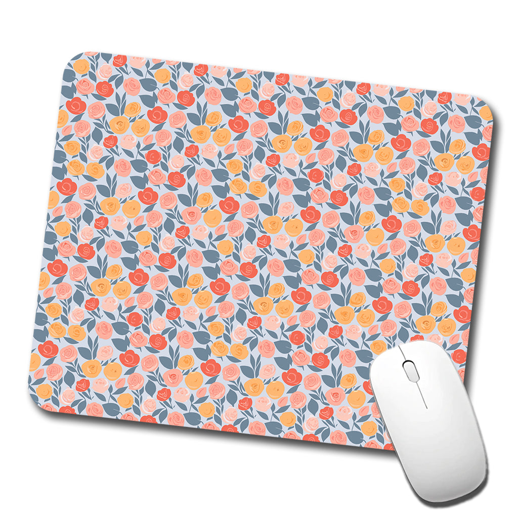 Roses Floral Flowers Muted Pattern Low Profile Mouse Pad Mat