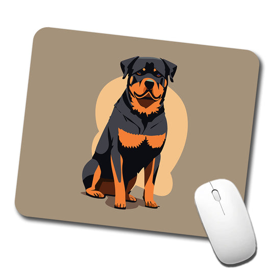 Rottweiler Dog Sitting Low Profile Mouse Pad Mat