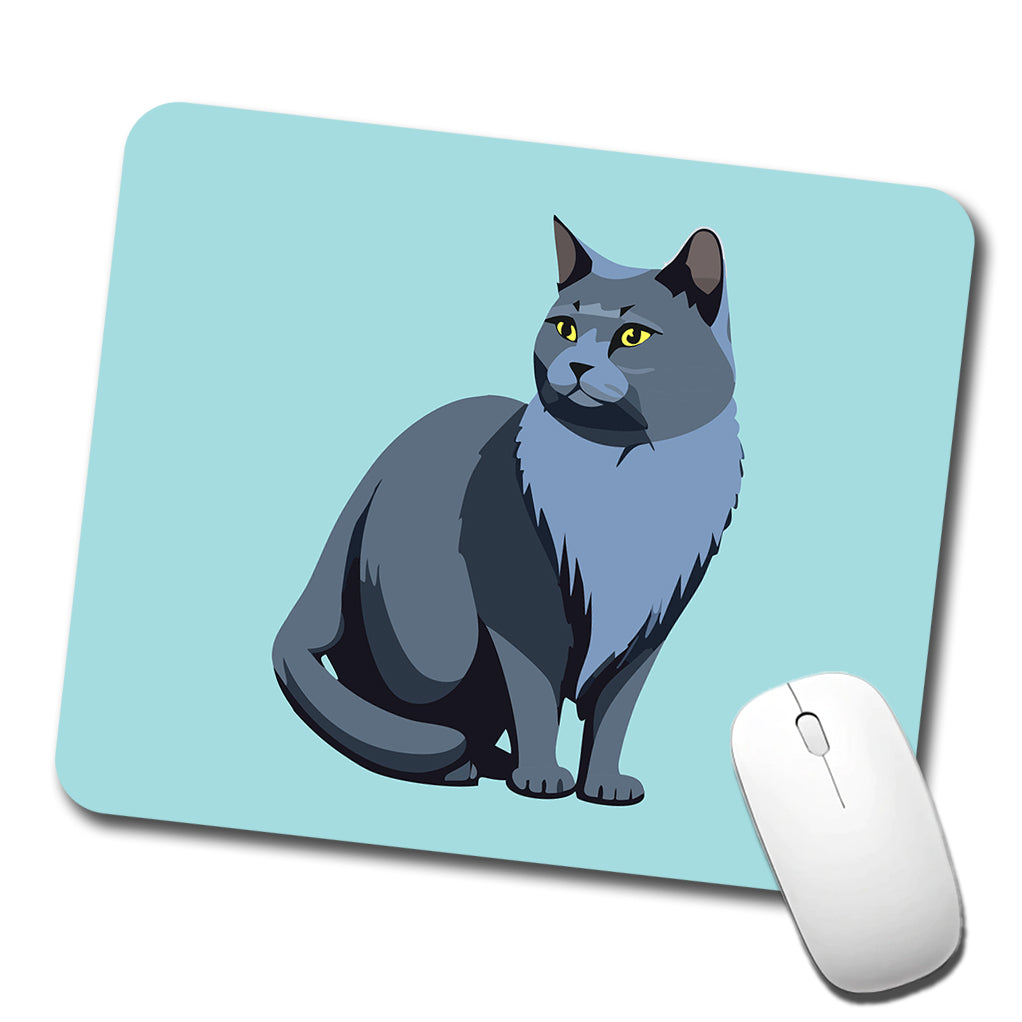 Russian Blue Cat Sitting Low Profile Mouse Pad Mat