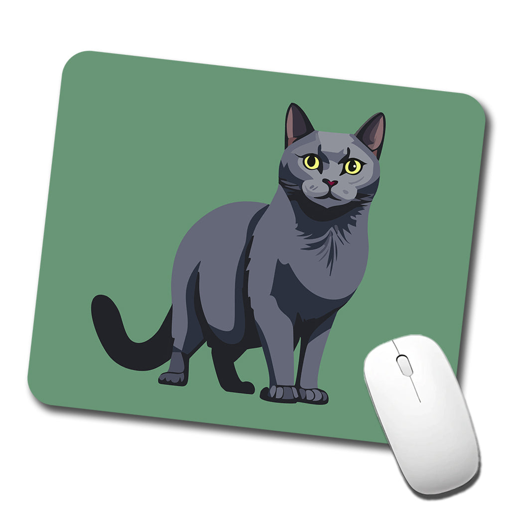 Russian Blue Cat Standing Low Profile Mouse Pad Mat