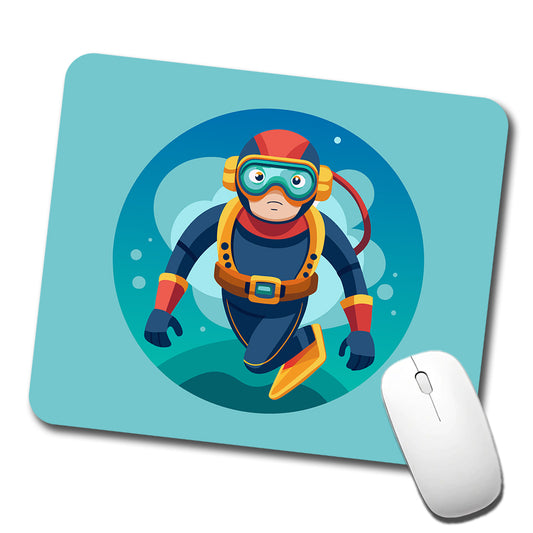 Scuba Diver Diving Low Profile Mouse Pad Mat