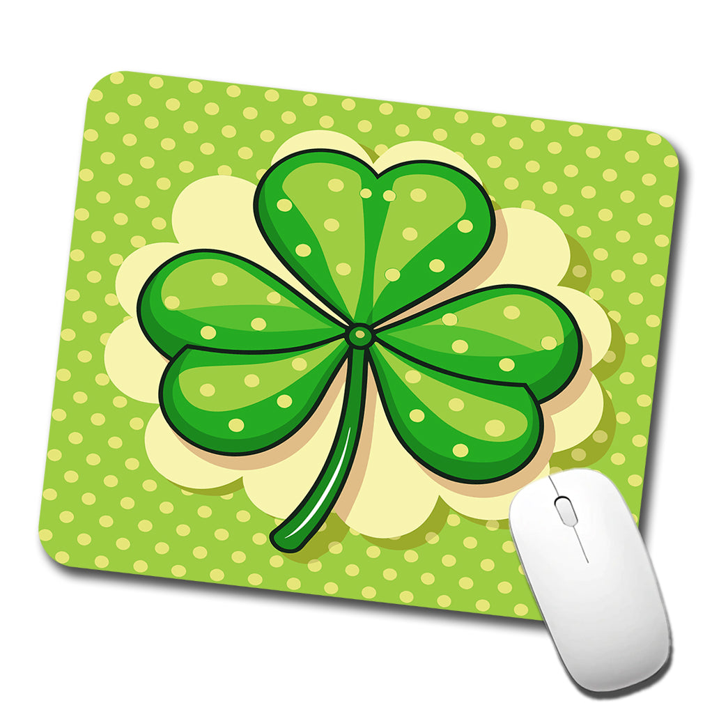Shamrock on Polka Dot Background Saint Patrick's Day Low Profile Mouse Pad Mat