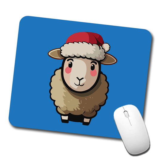 Sheep Christmas Santa Hat Low Profile Mouse Pad Mat