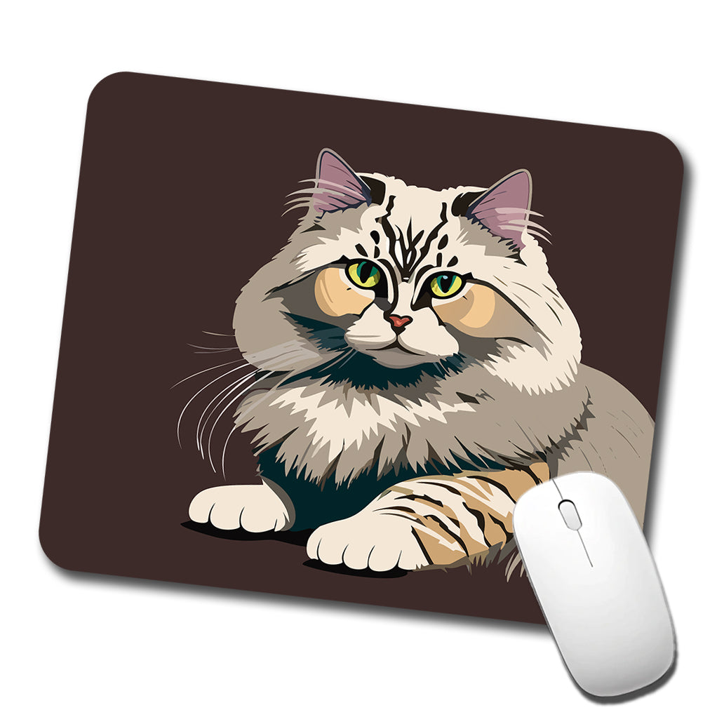 Siberian Cat Crouched Low Profile Mouse Pad Mat