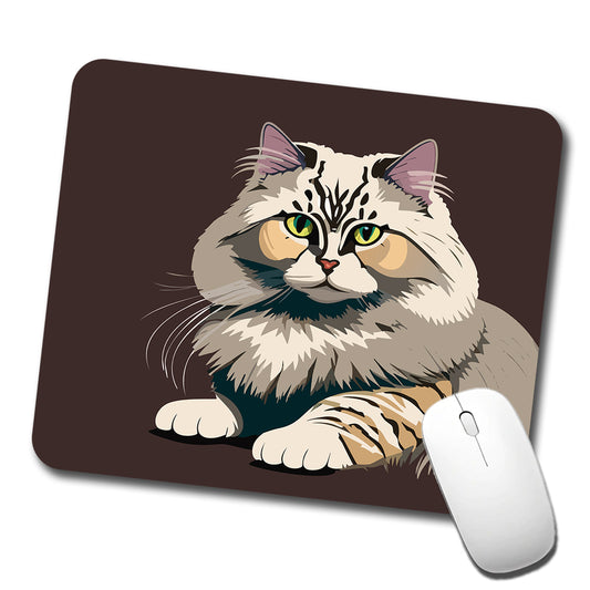 Siberian Cat Crouched Low Profile Mouse Pad Mat