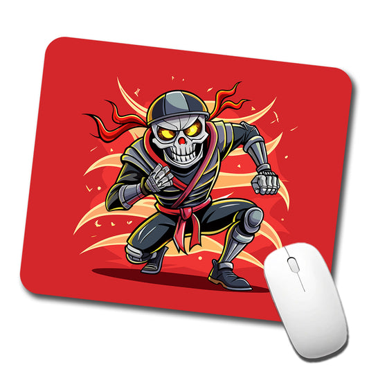 Skeleton Ninja Fighting Warrior Low Profile Mouse Pad Mat