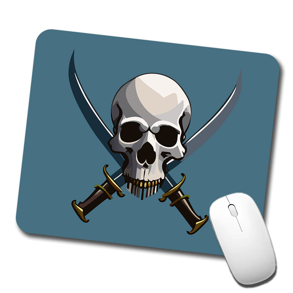 Skull Pirate Crossed Swords Low Profile Mouse Pad Mat