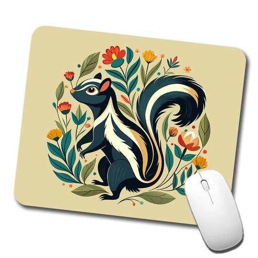 Skunk Floral Flowers Low Profile Mouse Pad Mat