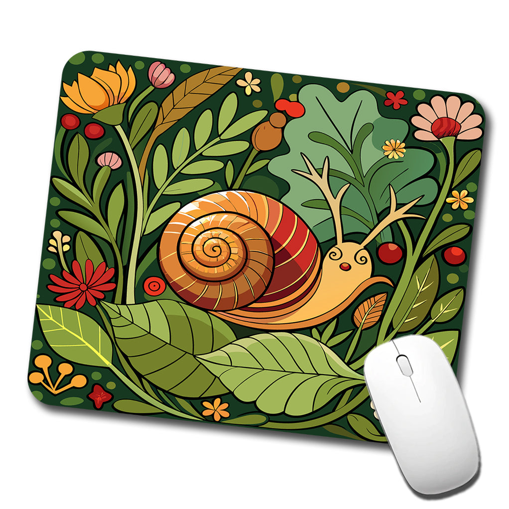 Snail Botanical Art Nouveau Low Profile Mouse Pad Mat
