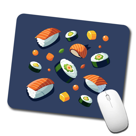 Sushi Food Scattered Low Profile Mouse Pad Mat