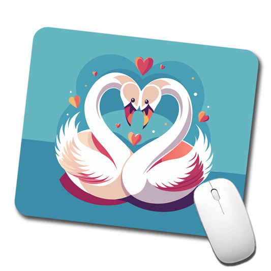 Swans in Love Anniversary Wedding Valentines Day Low Profile Mouse Pad Mat