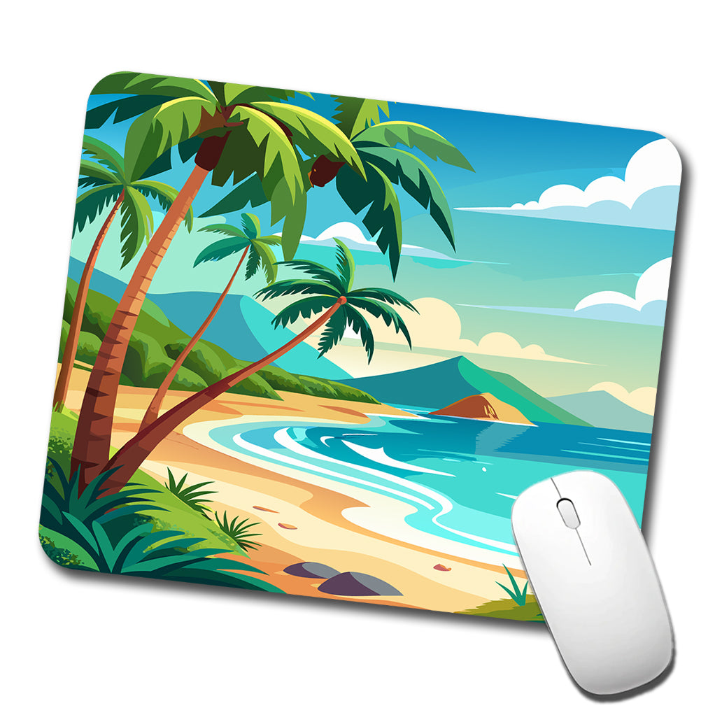 Tropical Beach Ocean Vacation Travel Low Profile Mouse Pad Mat