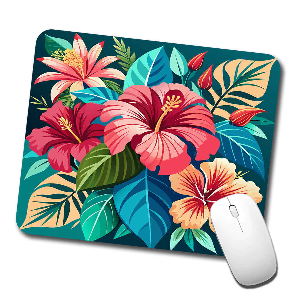 Tropical Flowers Hibiscus Low Profile Mouse Pad Mat
