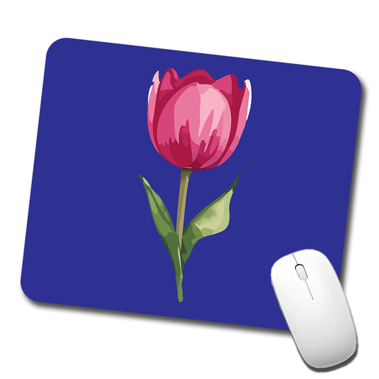 Tulip Flower Pink Watercolor Low Profile Mouse Pad Mat