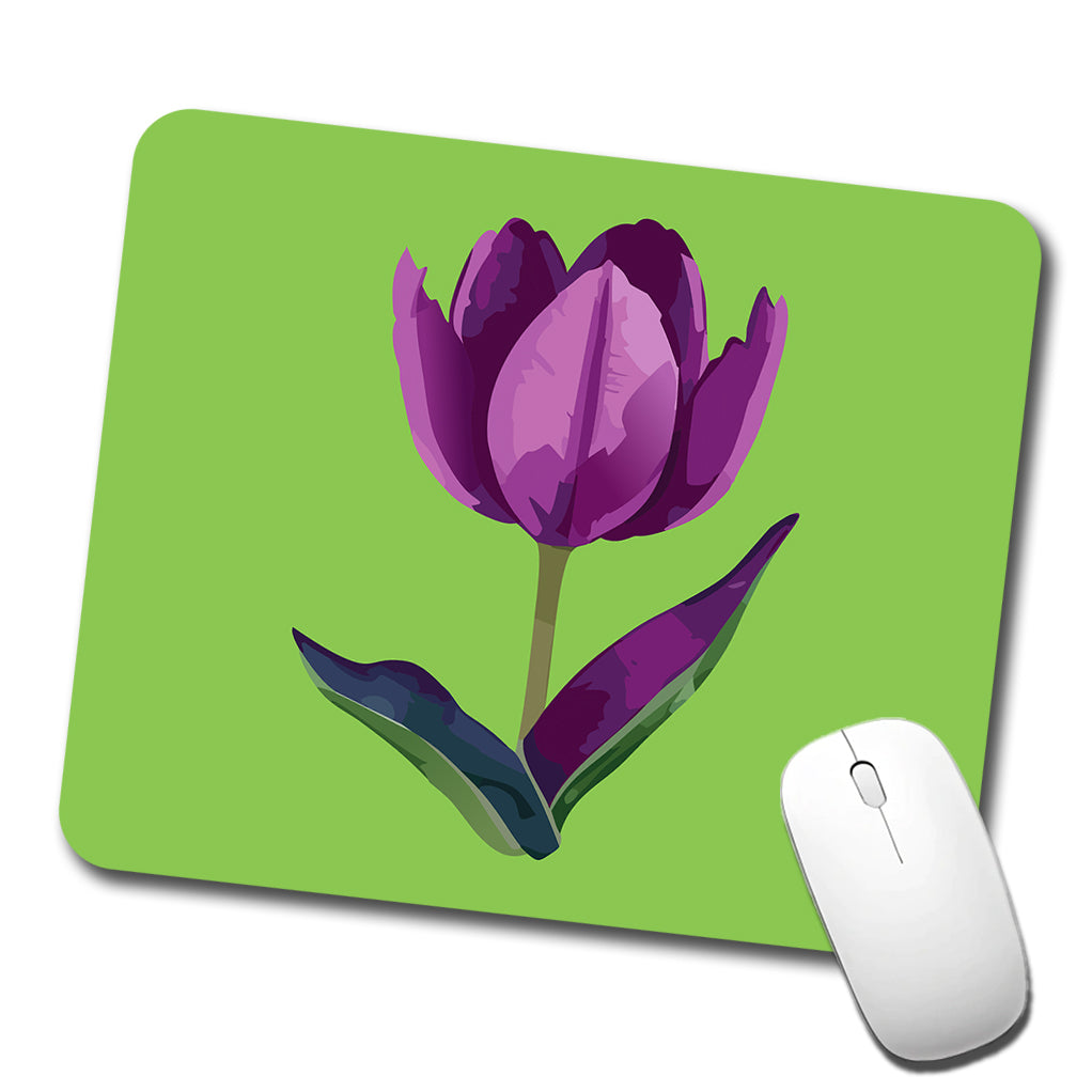 Tulip Flower Purple Watercolor Low Profile Mouse Pad Mat