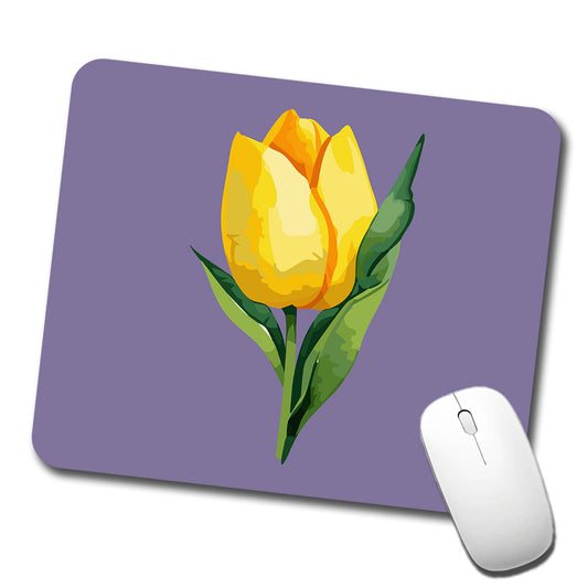 Tulip Flower Yellow Watercolor Low Profile Mouse Pad Mat