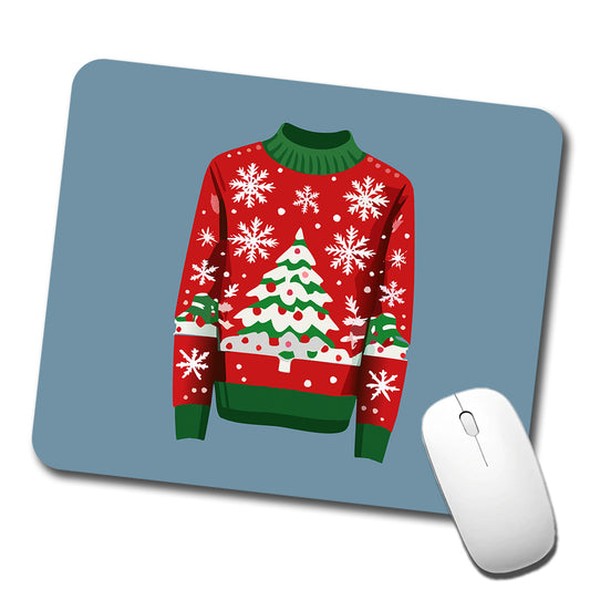 Ugly Christmas Sweater Tree Low Profile Mouse Pad Mat