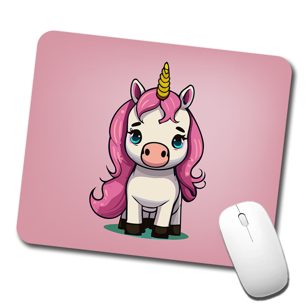 Unicorn Chibi Pink Hair Low Profile Mouse Pad Mat