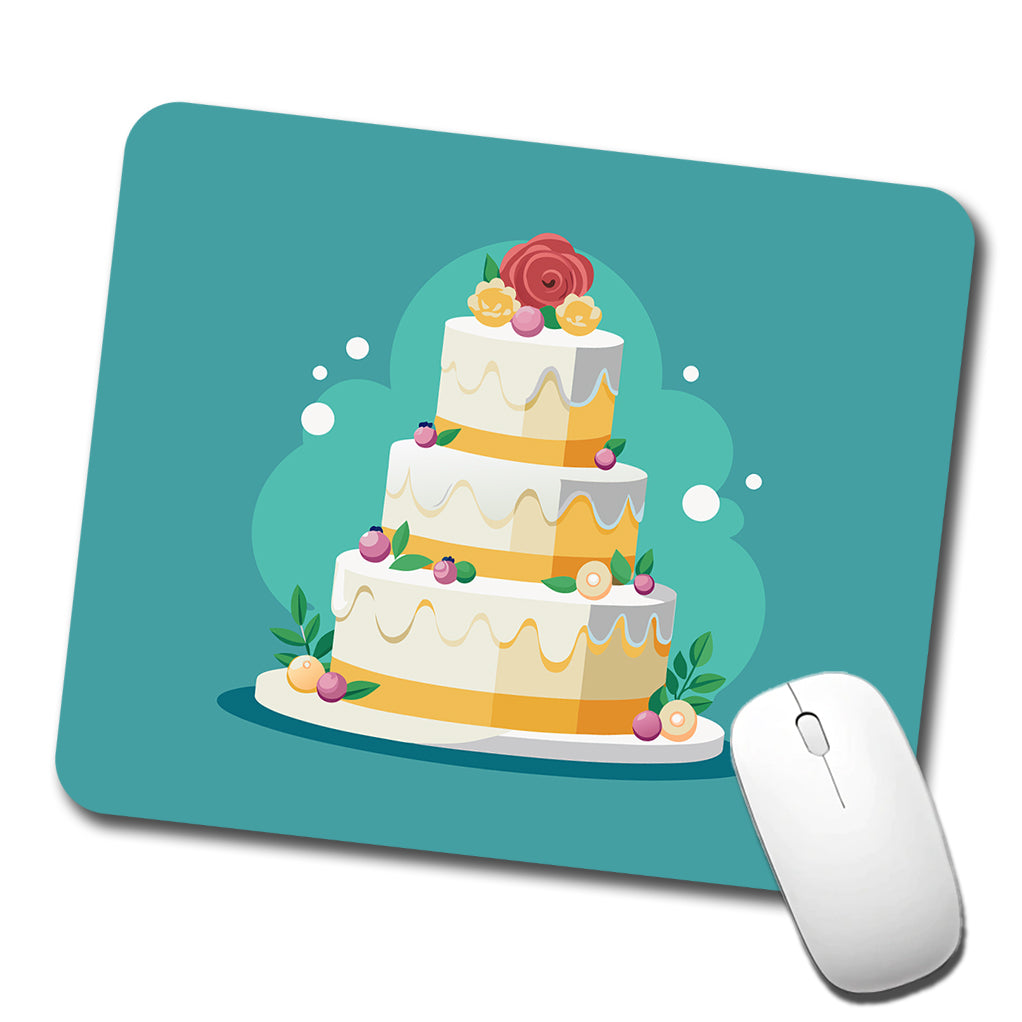 Wedding Cake Marriage Love Anniversary Low Profile Mouse Pad Mat