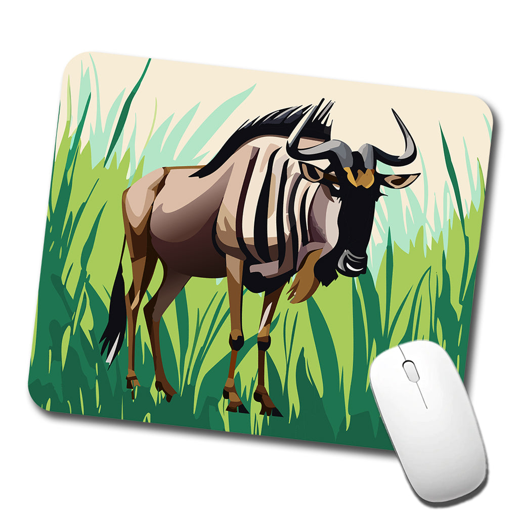 Wildebeest Africa Animal Low Profile Mouse Pad Mat