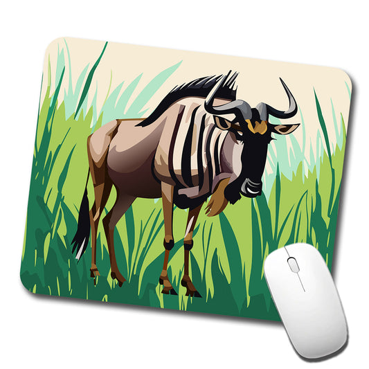 Wildebeest Africa Animal Low Profile Mouse Pad Mat
