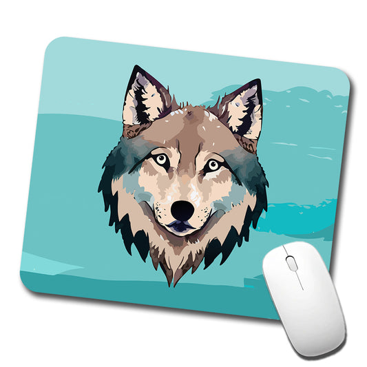 Wolf Face Watercolor Low Profile Mouse Pad Mat