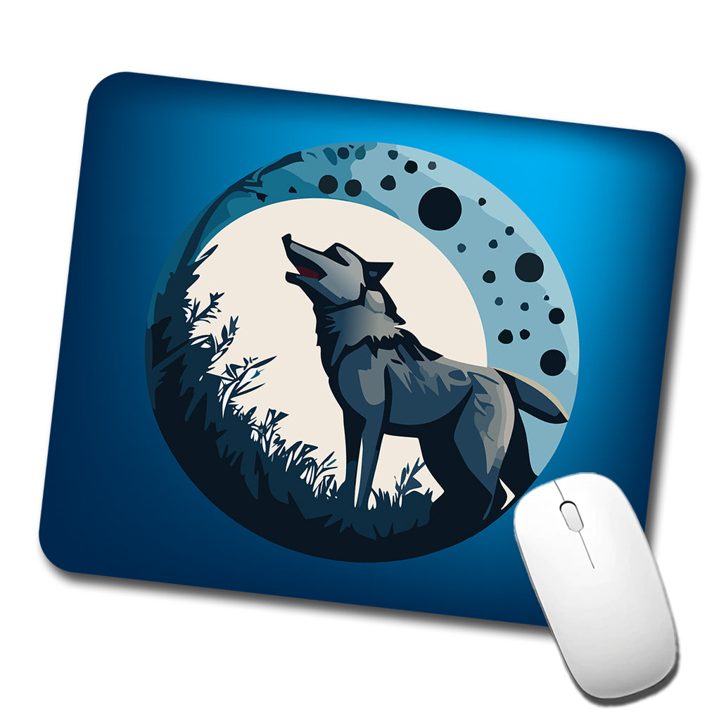 Wolf Howling Night Moon Low Profile Mouse Pad Mat