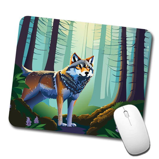 Wolf in Forest Woodland Wilderness Low Profile Mouse Pad Mat