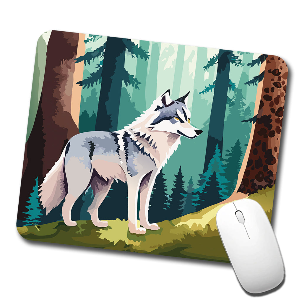 Wolf Standing Watercolor Low Profile Mouse Pad Mat