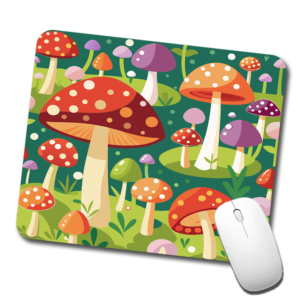 Woodland Mushrooms in the Forest Scattered Low Profile Mouse Pad Mat