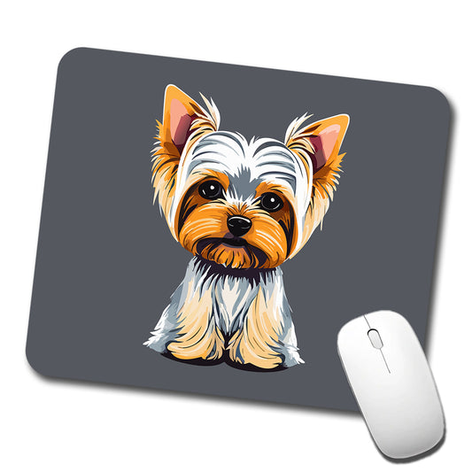 Yorkshire Terrier Dog Sitting Low Profile Mouse Pad Mat