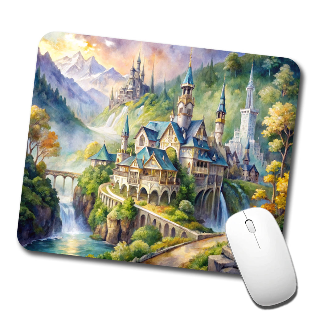 Beautiful Elvish Fantasy Watercolor Design Low Profile Mouse Pad Mat