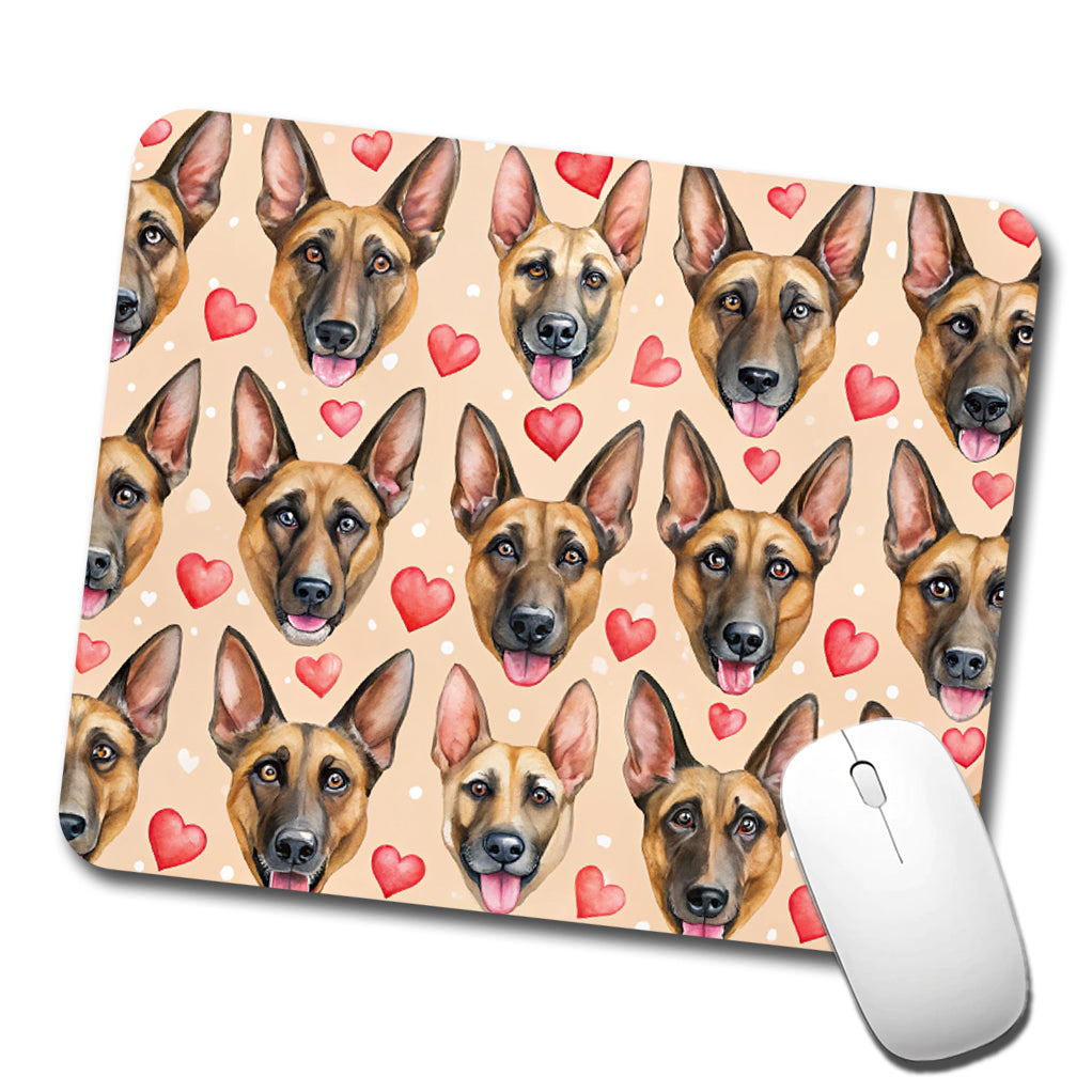 Belgian Malinois Dog Faces Hearts Low Profile Mouse Pad Mat