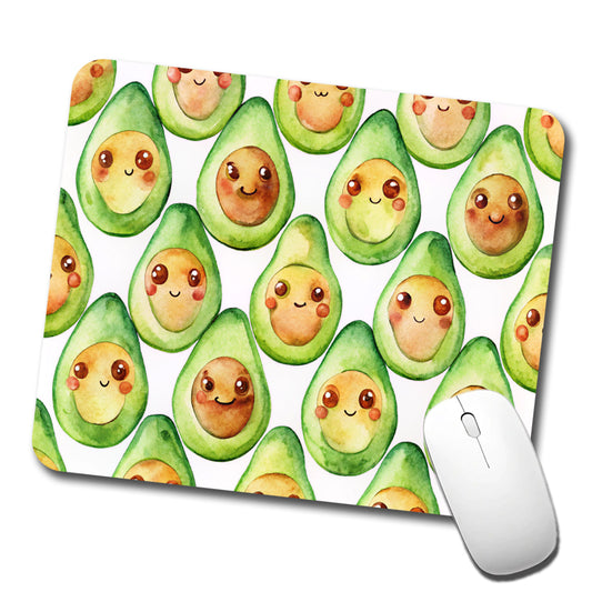 Cute Avocado Faces Watercolor Low Profile Mouse Pad Mat