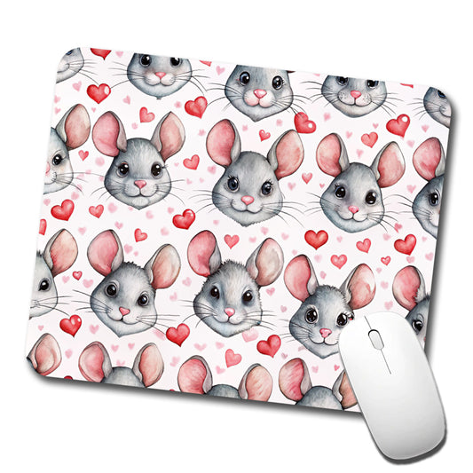 Cute Chinchilla Faces Hearts Low Profile Mouse Pad Mat