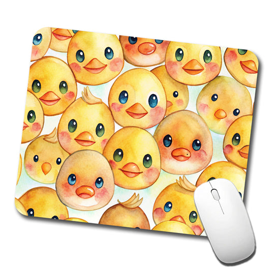 Cute Duck Faces Watercolor Low Profile Mouse Pad Mat
