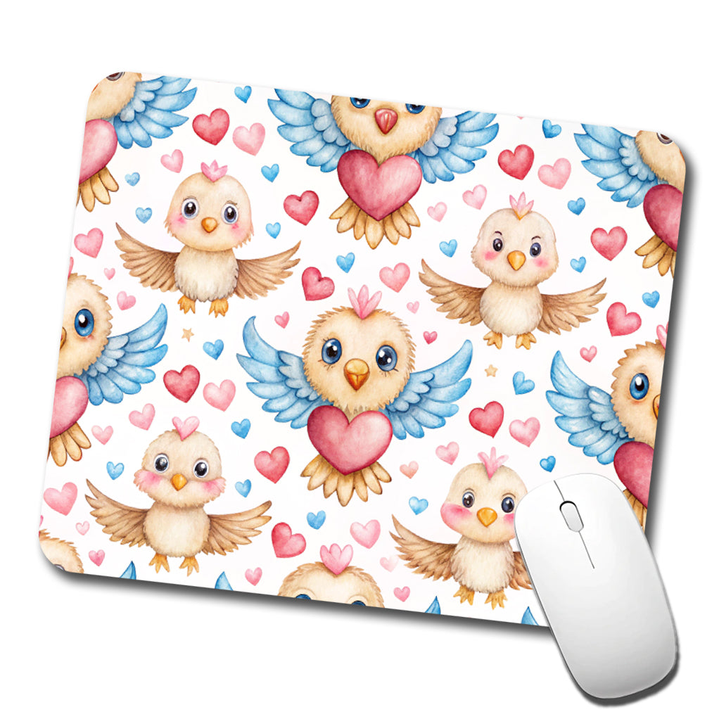 Cute Eagles Hearts Watercolor Low Profile Mouse Pad Mat
