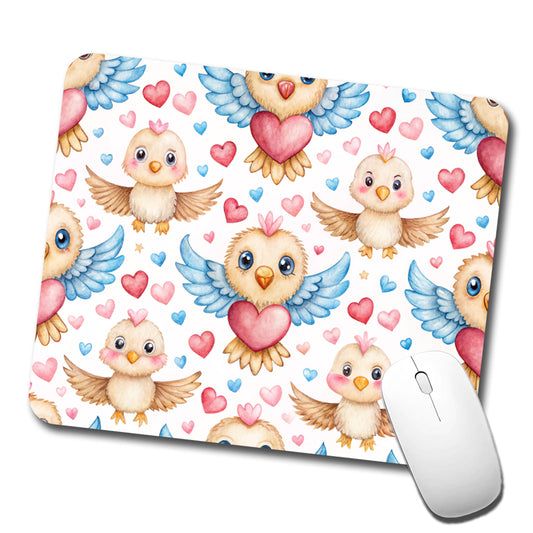 Cute Eagles Hearts Watercolor Low Profile Mouse Pad Mat