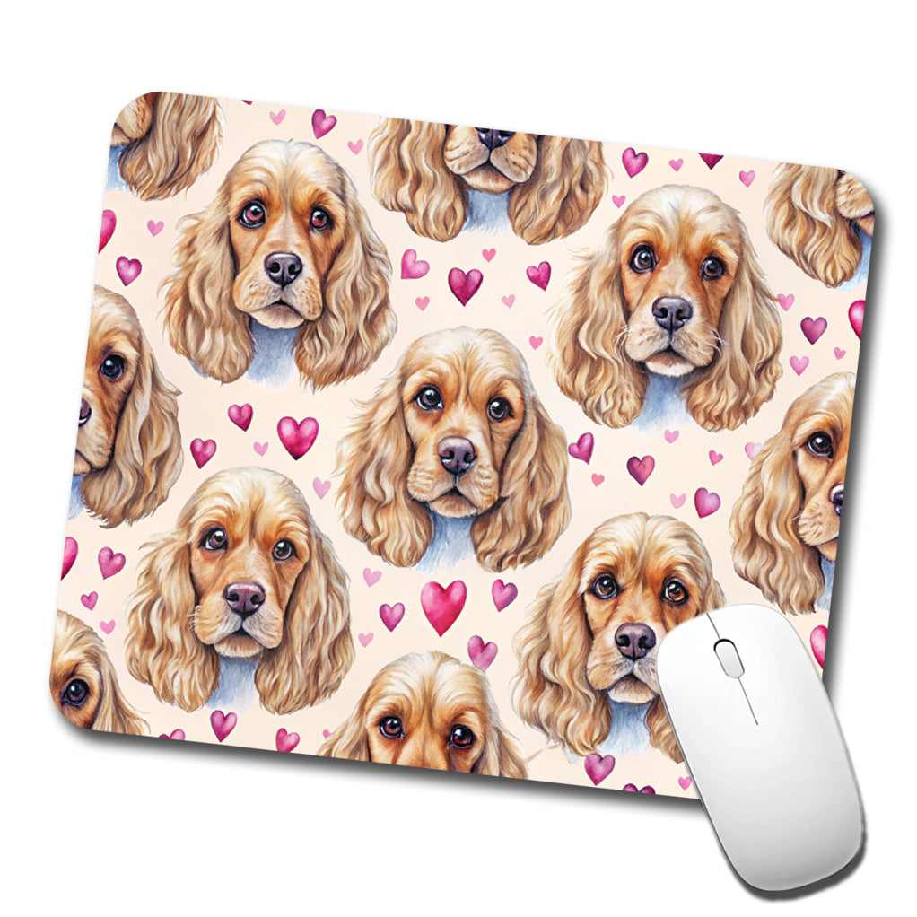 Cute English Cocker Spaniel Dog Faces Low Profile Mouse Pad Mat