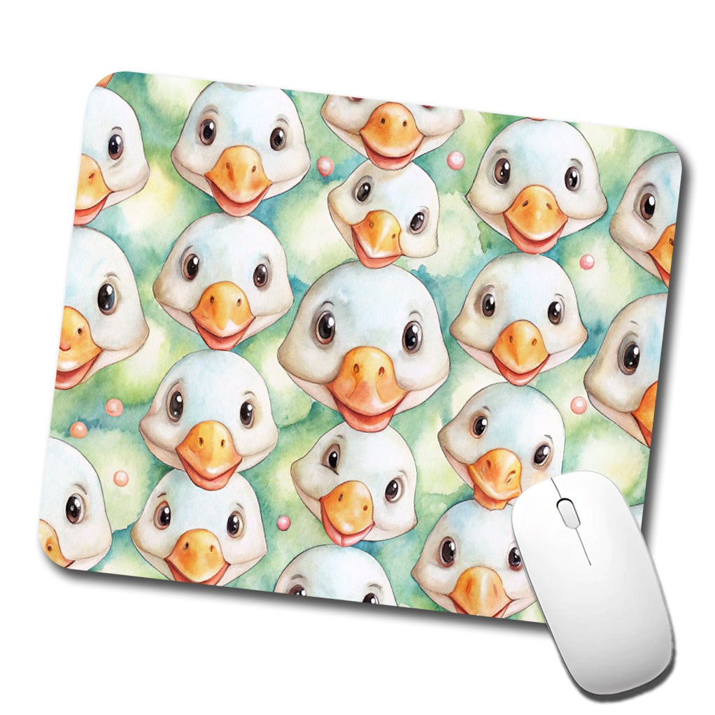 Cute Geese Faces Watercolor Low Profile Mouse Pad Mat