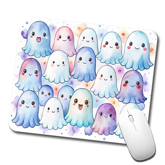 Cute Ghosts Watercolor Low Profile Mouse Pad Mat