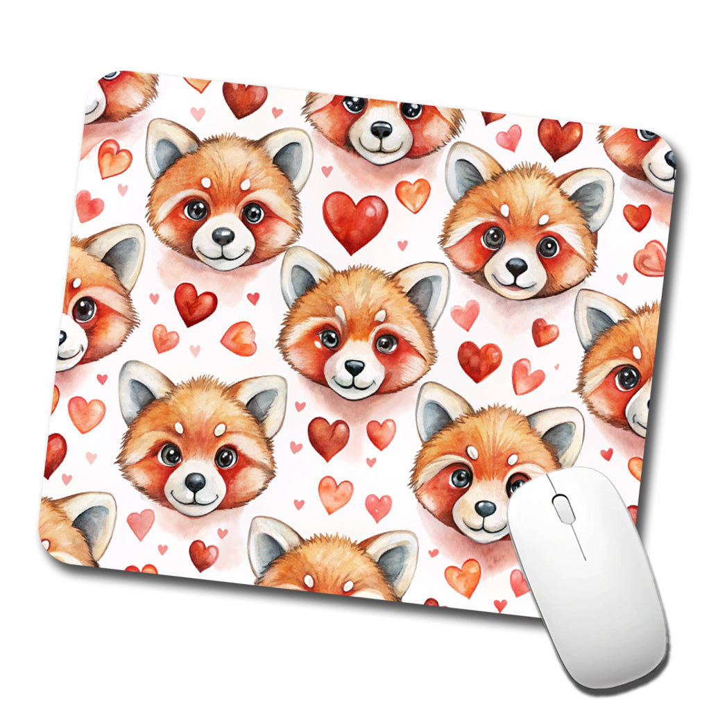 Cute Red Panda Faces Hearts Low Profile Mouse Pad Mat