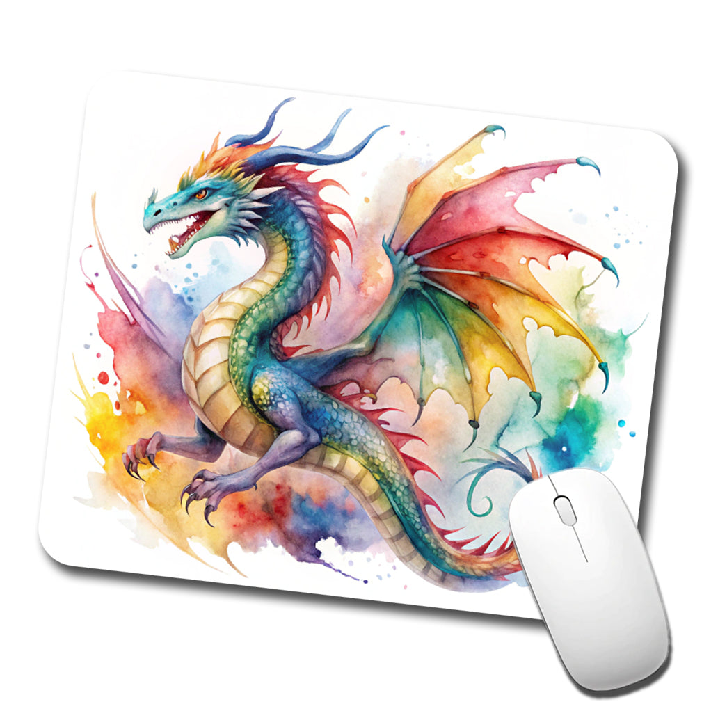Dragon Watercolor Design Low Profile Mouse Pad Mat