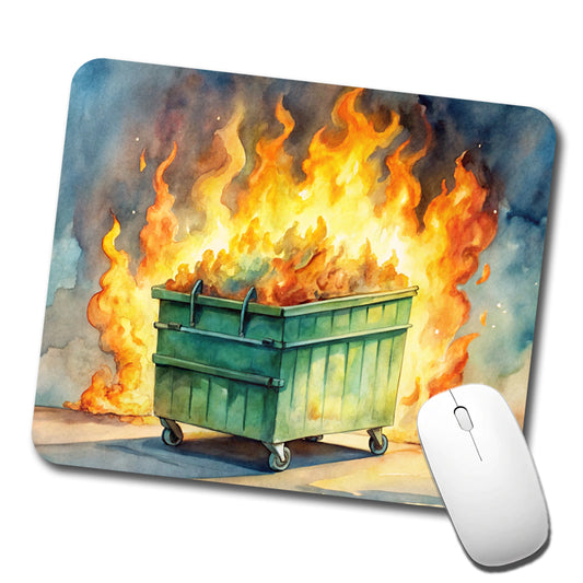 Dumpster Fire Watercolor Trash Low Profile Mouse Pad Mat