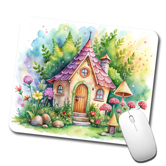 Fairy House Watercolor Adorable Low Profile Mouse Pad Mat