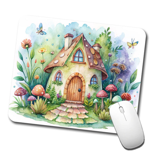 Fairy House Watercolor Low Profile Mouse Pad Mat