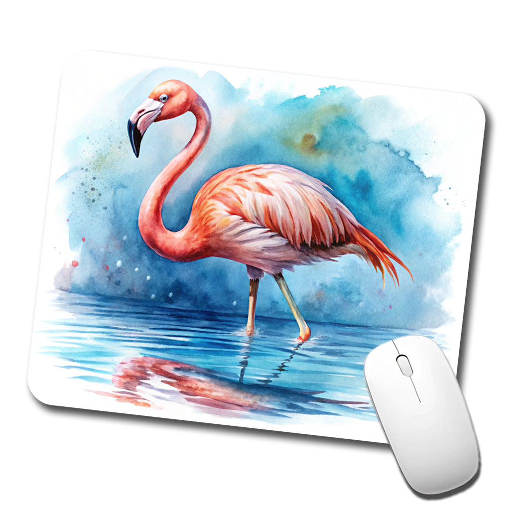 Flamingo Bird In Water Watercolor Low Profile Mouse Pad Mat