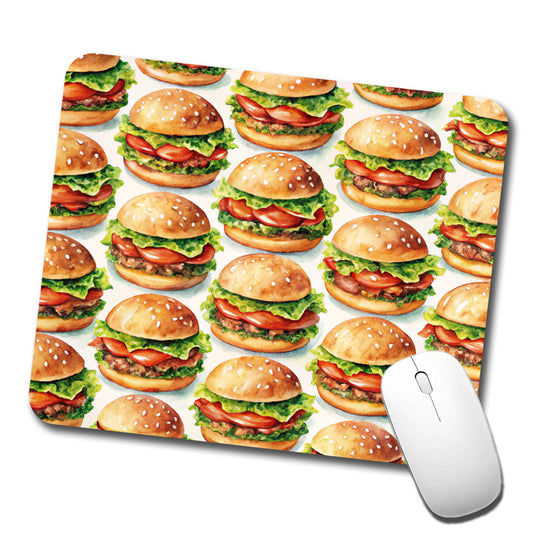 Hamburgers Watercolor Low Profile Mouse Pad Mat