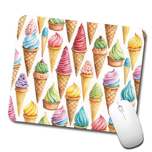 Ice Cream Cones Colorful Low Profile Mouse Pad Mat