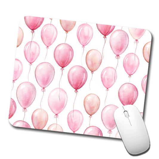 Light Pink Balloons Watercolor Birthday Low Profile Mouse Pad Mat